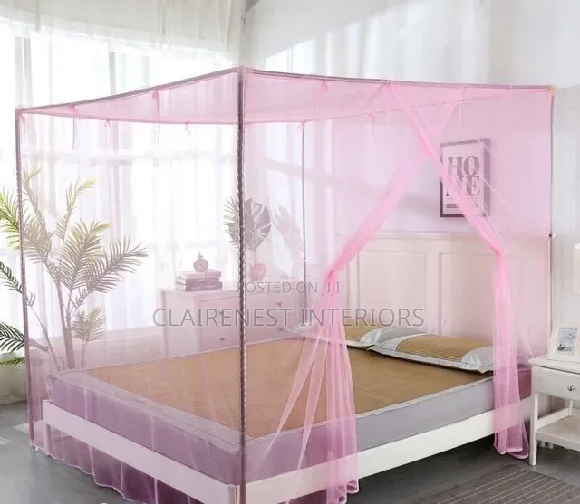 Keep Your Family Sleeping Comfortably With Pink 4 Stand Mosquito Net