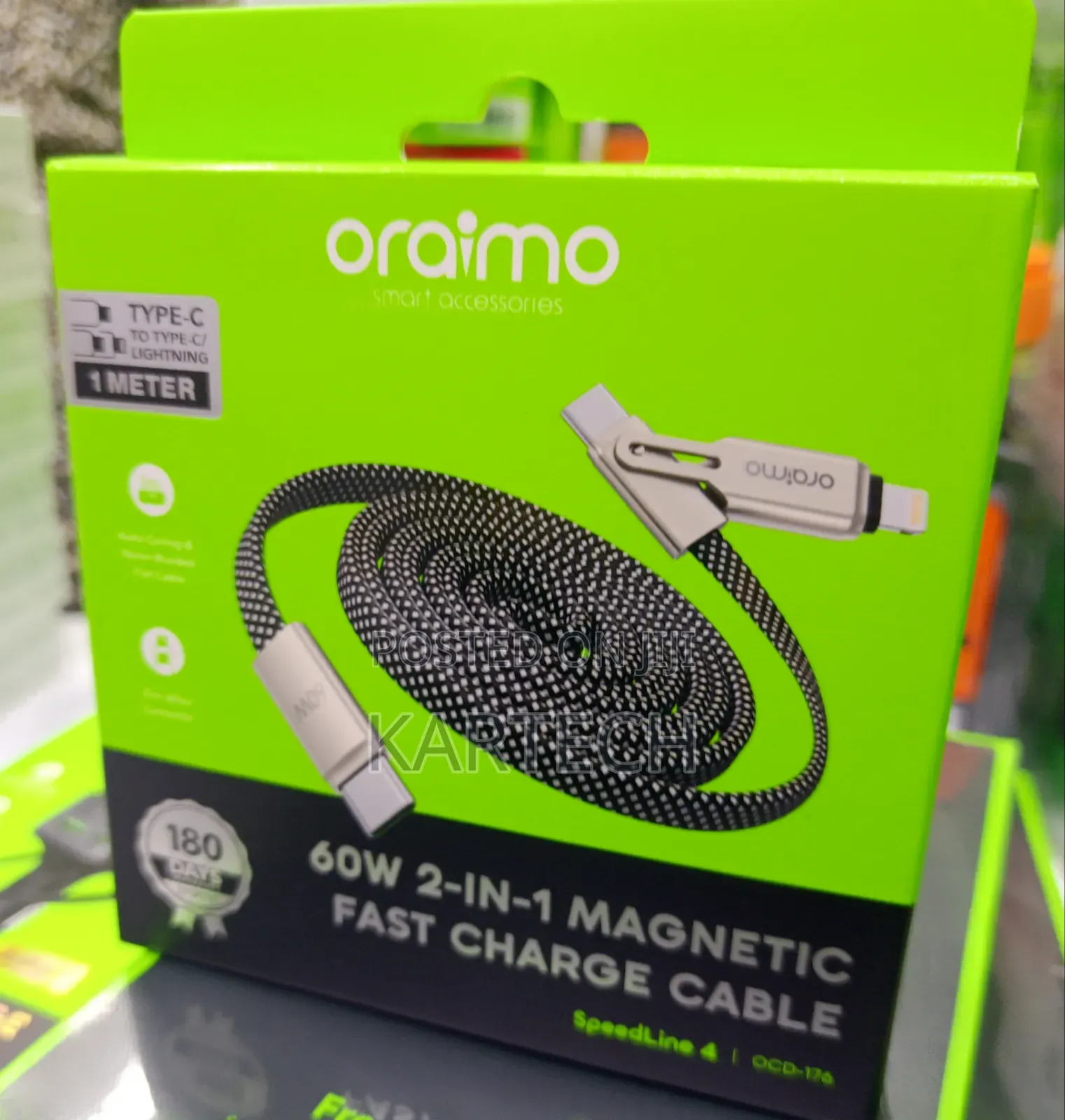 Oraimo SpeedLine 4 OCD-176 60W 2-in-1 Magnetic Fast Charging Cable