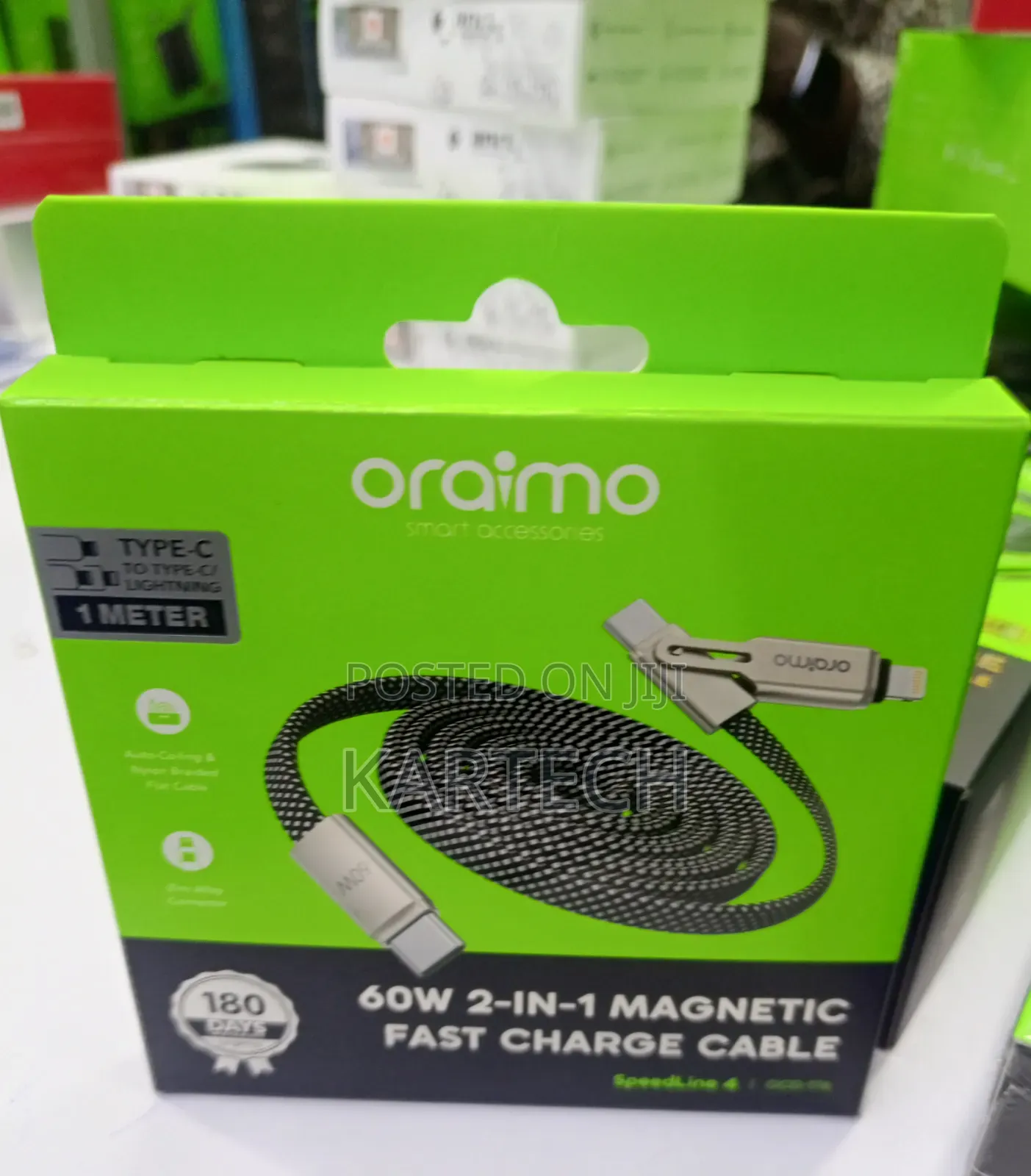 Oraimo OCD-176 60W Magnetic 2-in-1 Charging Data Cable