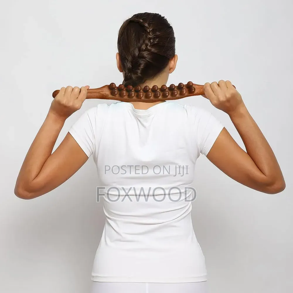 Guasha Wood Stick Massage Tool, 20 Node/Beads Wood