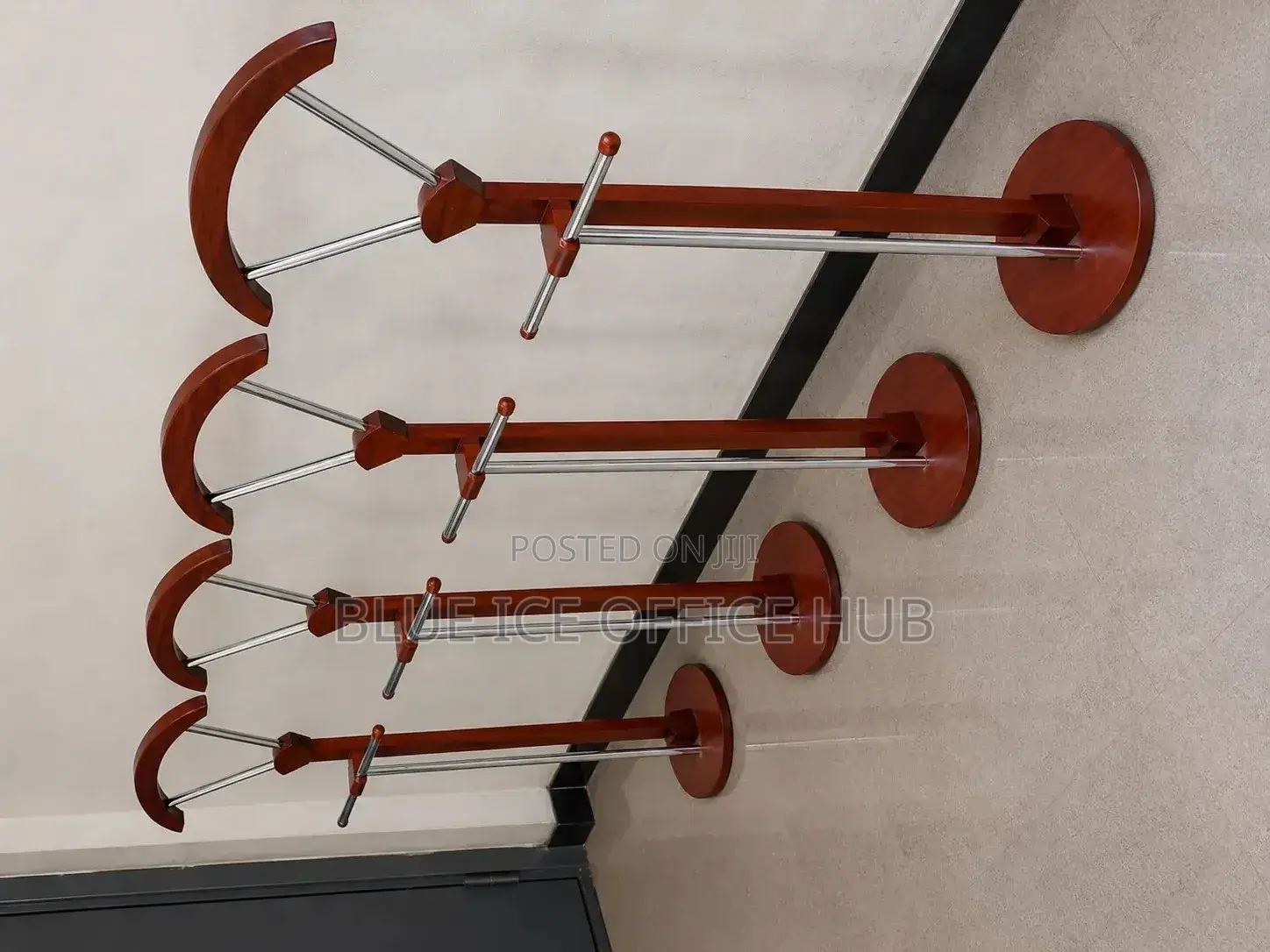 Wooden Coat Stand With Chrome Hooks