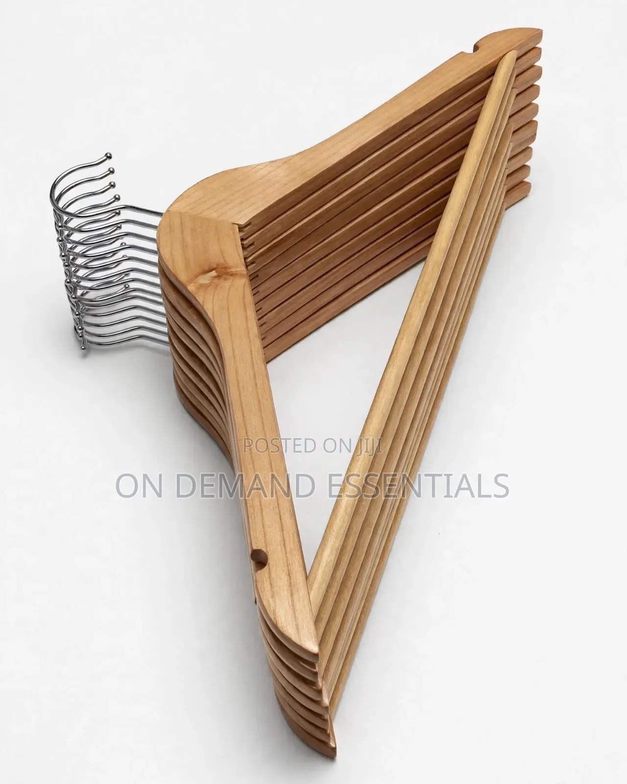 10 PCS Solid Wood Hangers — Natural Finish, Strong, Non-Slip