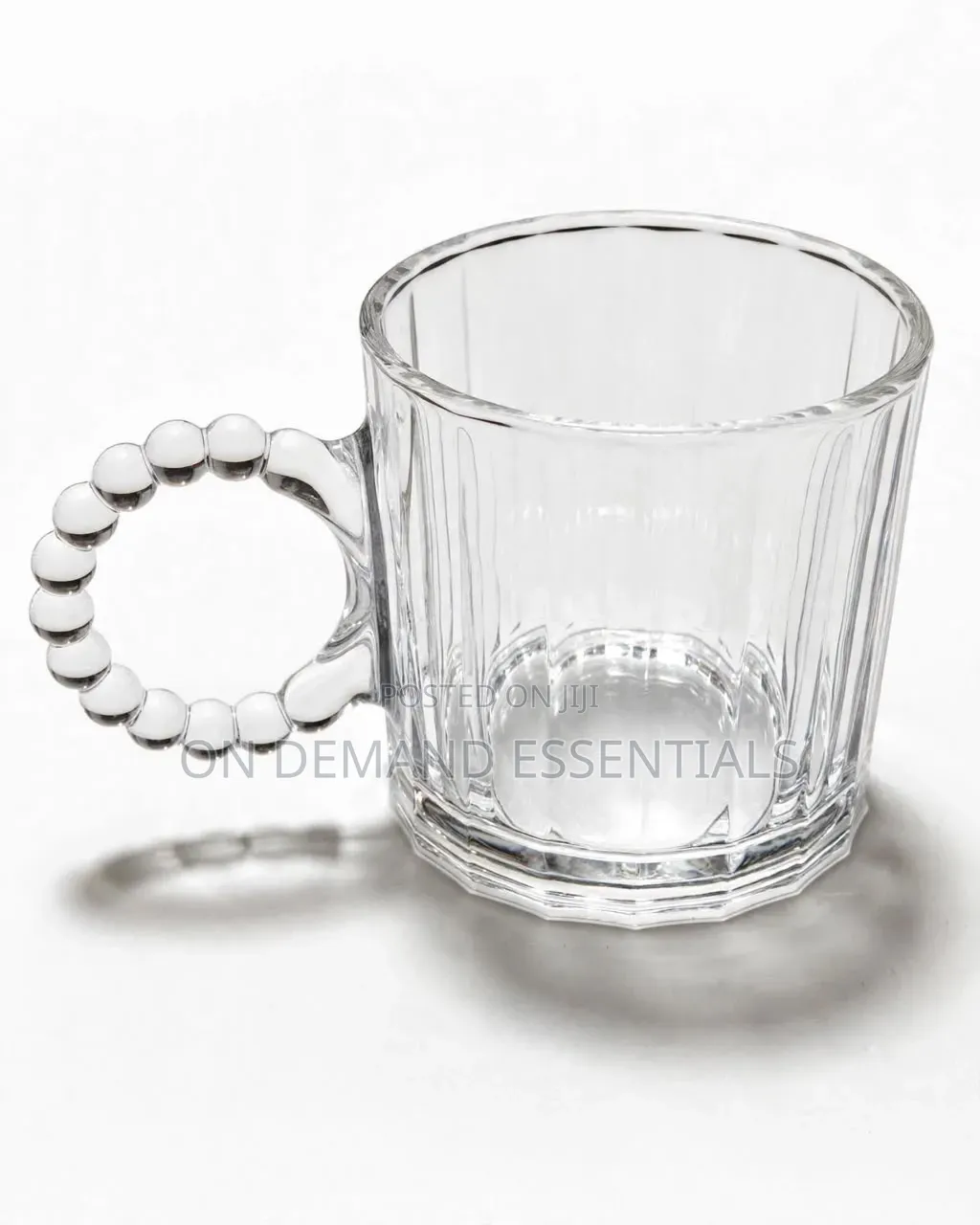 Ribbed Glass Mugs With Beaded Embossed Handle
Capacity:300mls