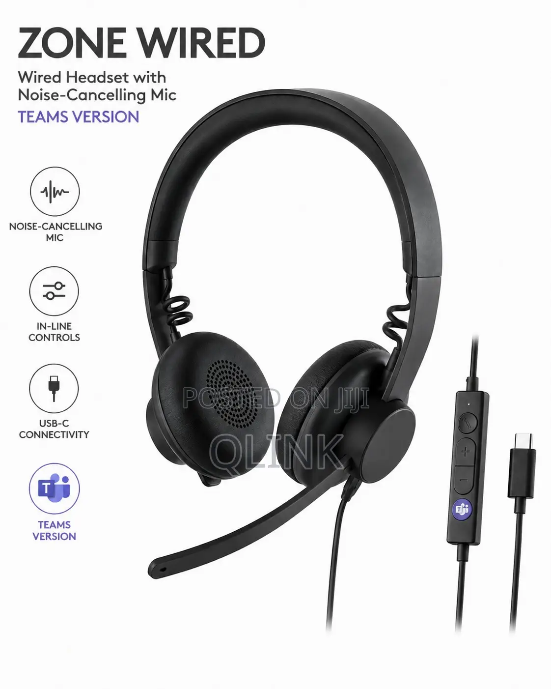 Logitech Zone Wired Headset With Noise-Cancelling Mic