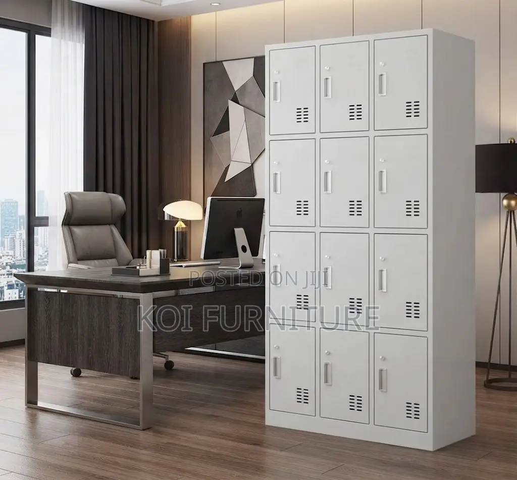 Office Cabinet; 12 Locker Steel Office Industrial Cabinet