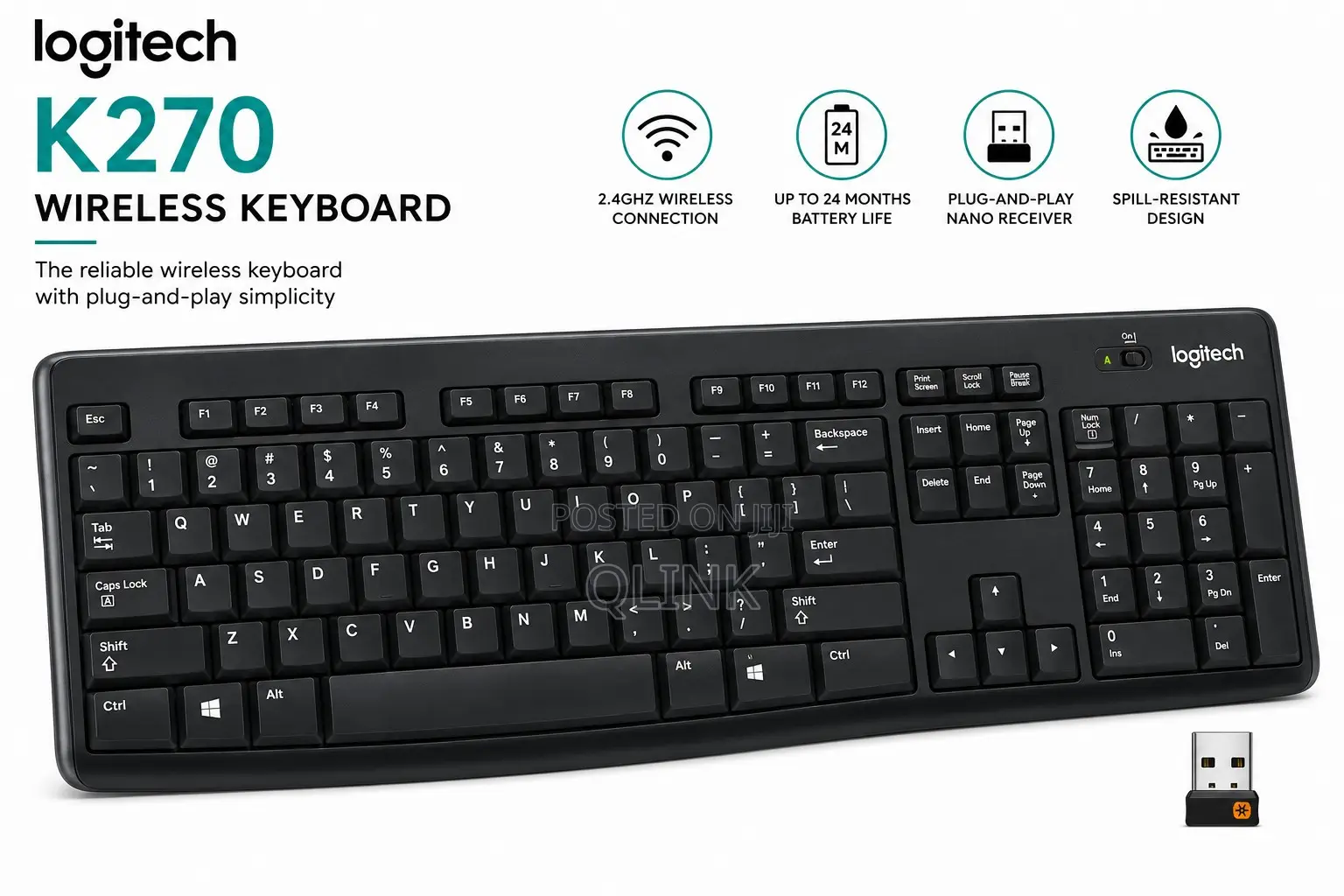 Logitech Wireless Keyboard - Black - 920-003736
