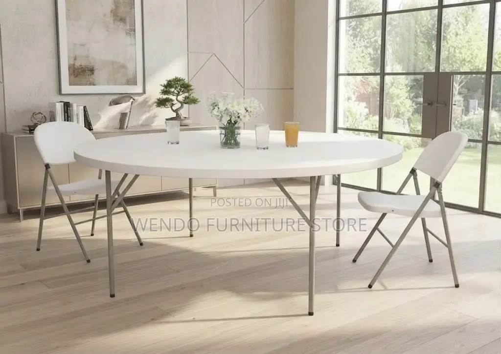 Home Table; Round Foldable Plastic Dining Table