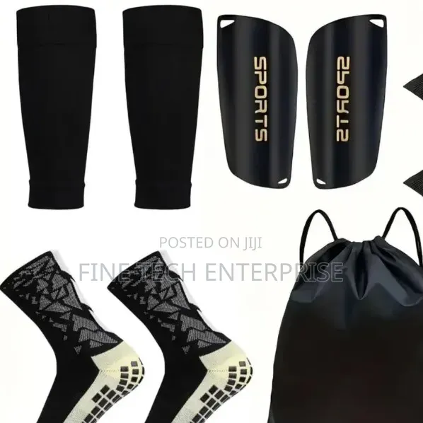 5-Piece Anti-Slip Soccer Gear Set With Grip Socks and Shin Guards
