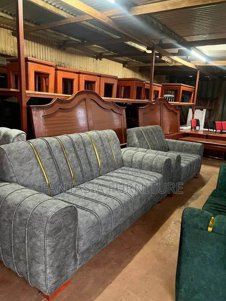 3 Seater Grey Fabric Sofa + Pay on Delivery