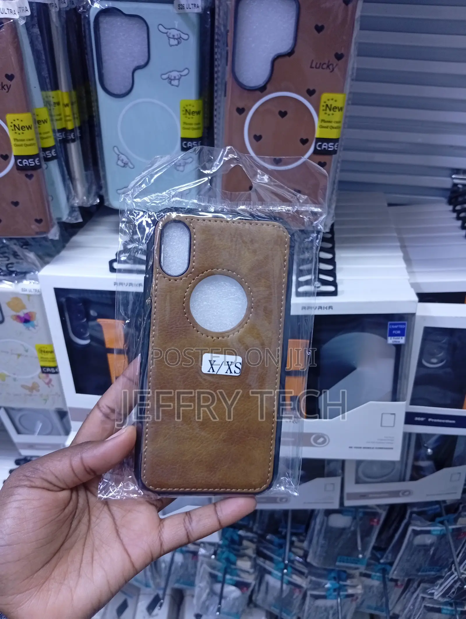 Leather Phone Case With a Logo Cutout, Designed for an iPhone X