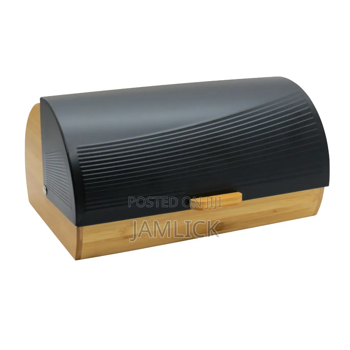 Bamboo Bread Box With Roll-Top Black Lid - Av