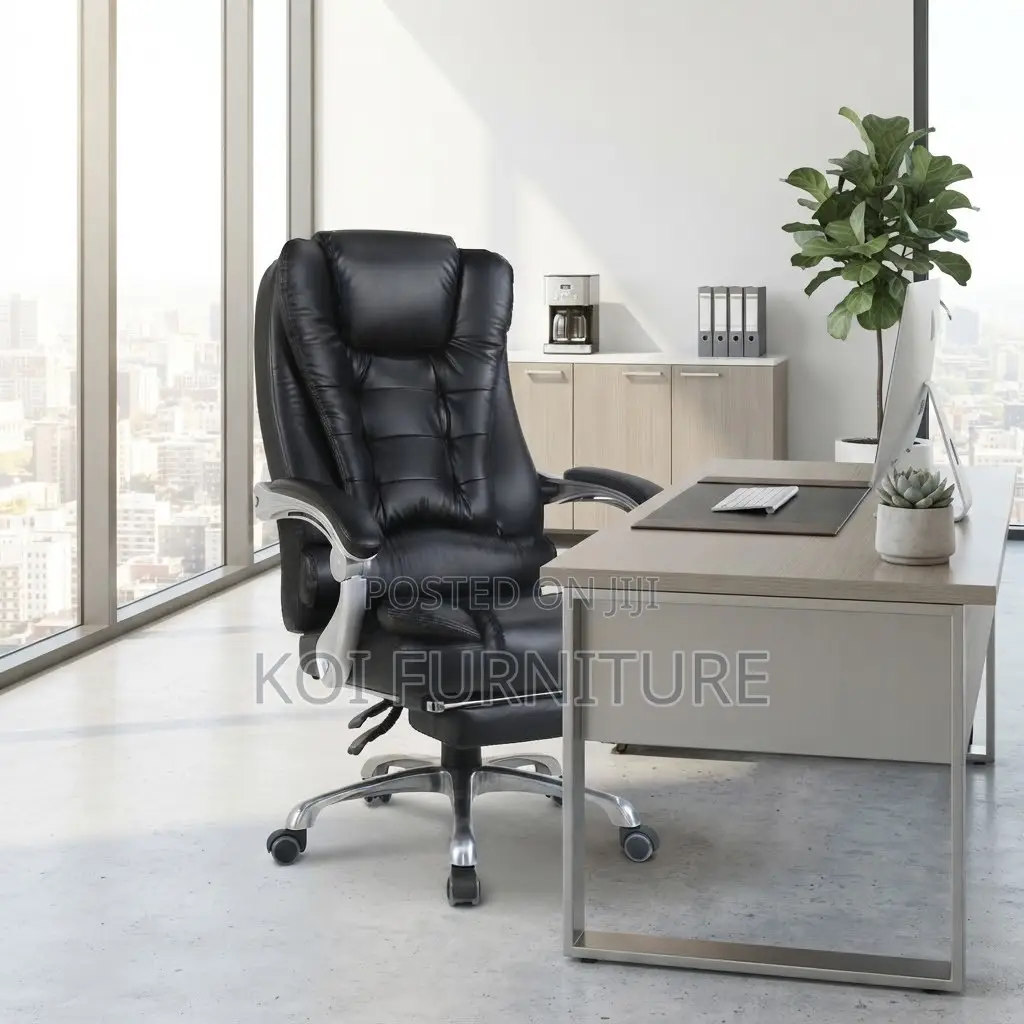 Office Chairs; Leather Boss Black Iron High Backrest Office Chair