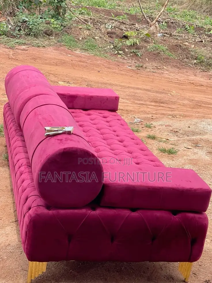 3 Seater Luxury Pink Tufted Sofa With Bolster