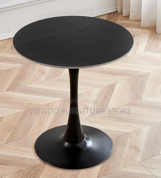 Coffee Table; Black Round Marble Family Coffee Table