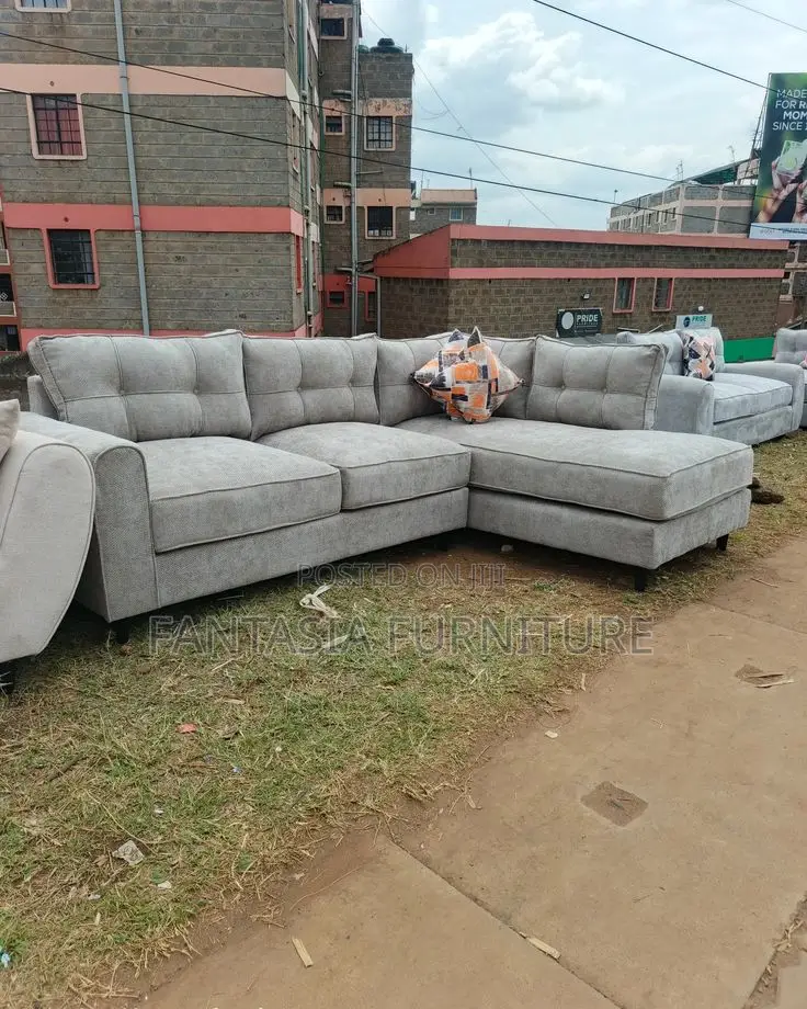 5 Seater Grey L-Shaped Sofa: Free Delivery + Pay on Delivery