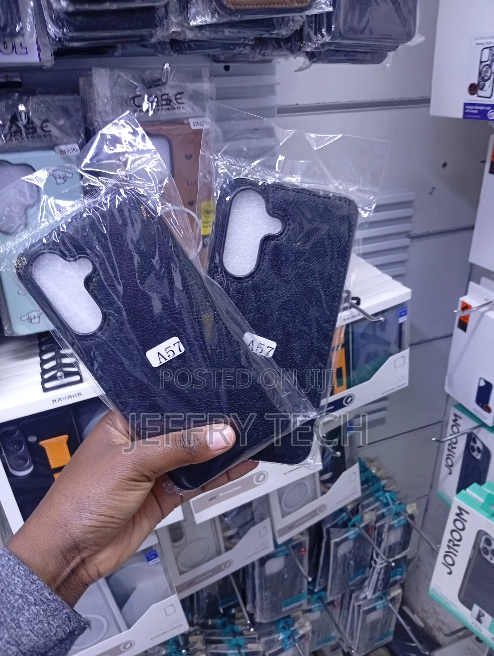 Dark Blue or Black Faux-Leather Phone Case for the Samsung Galaxy A57