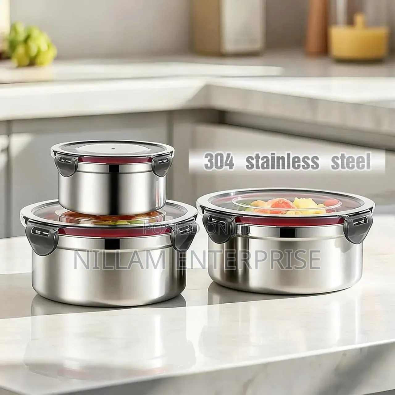 *3 PCS Stainless Steel Lunch Box Set*
