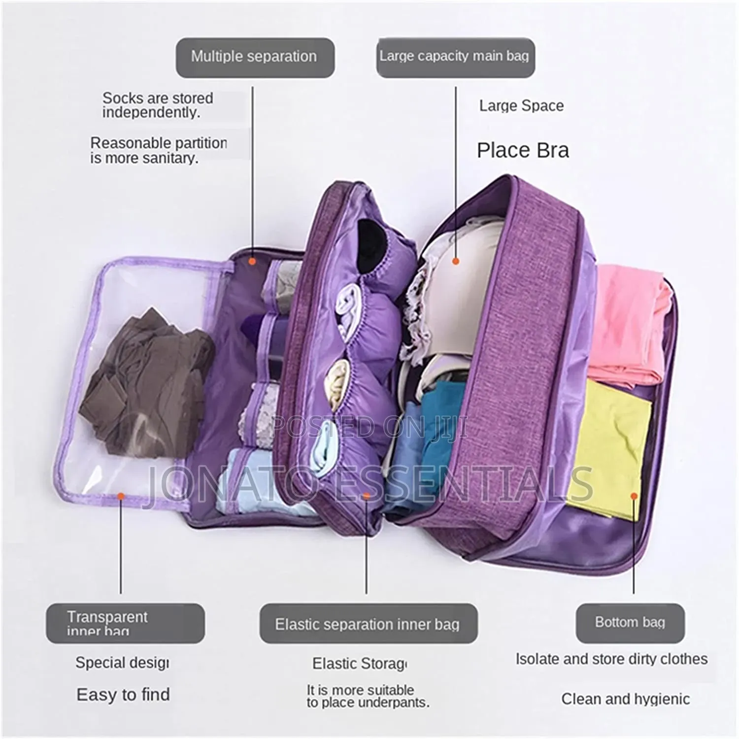 Multifunction Travel Underwear and Toiletry Storage Bag