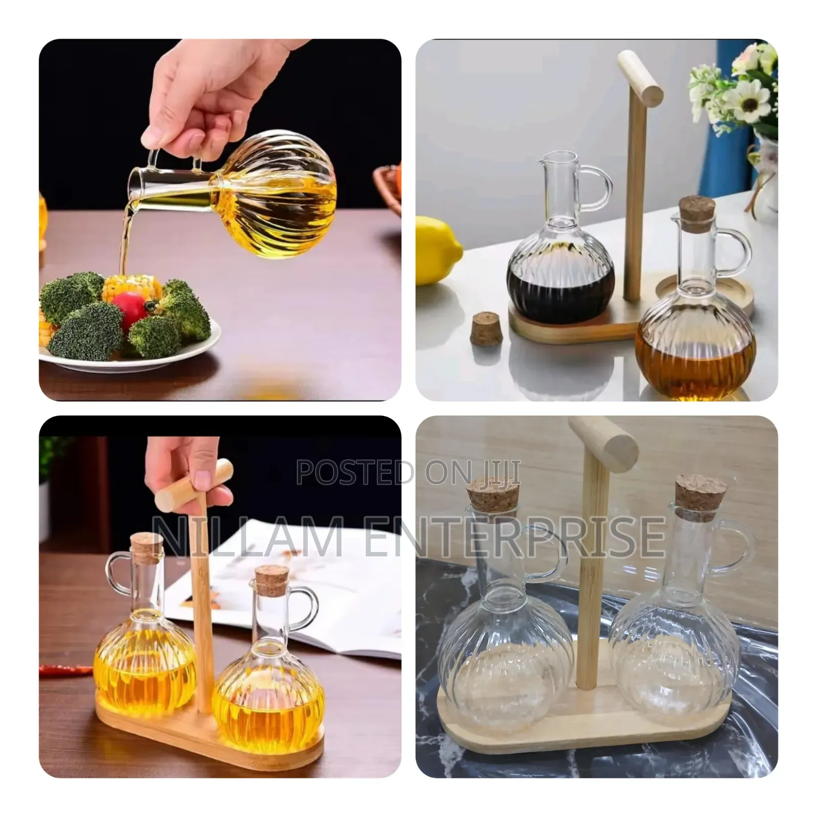 2 in 1 Borosilicate Glass Oil and Vinegar Jars 650ml