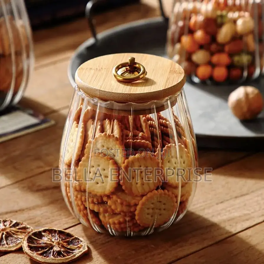 Ribbed Glass Storage Jar