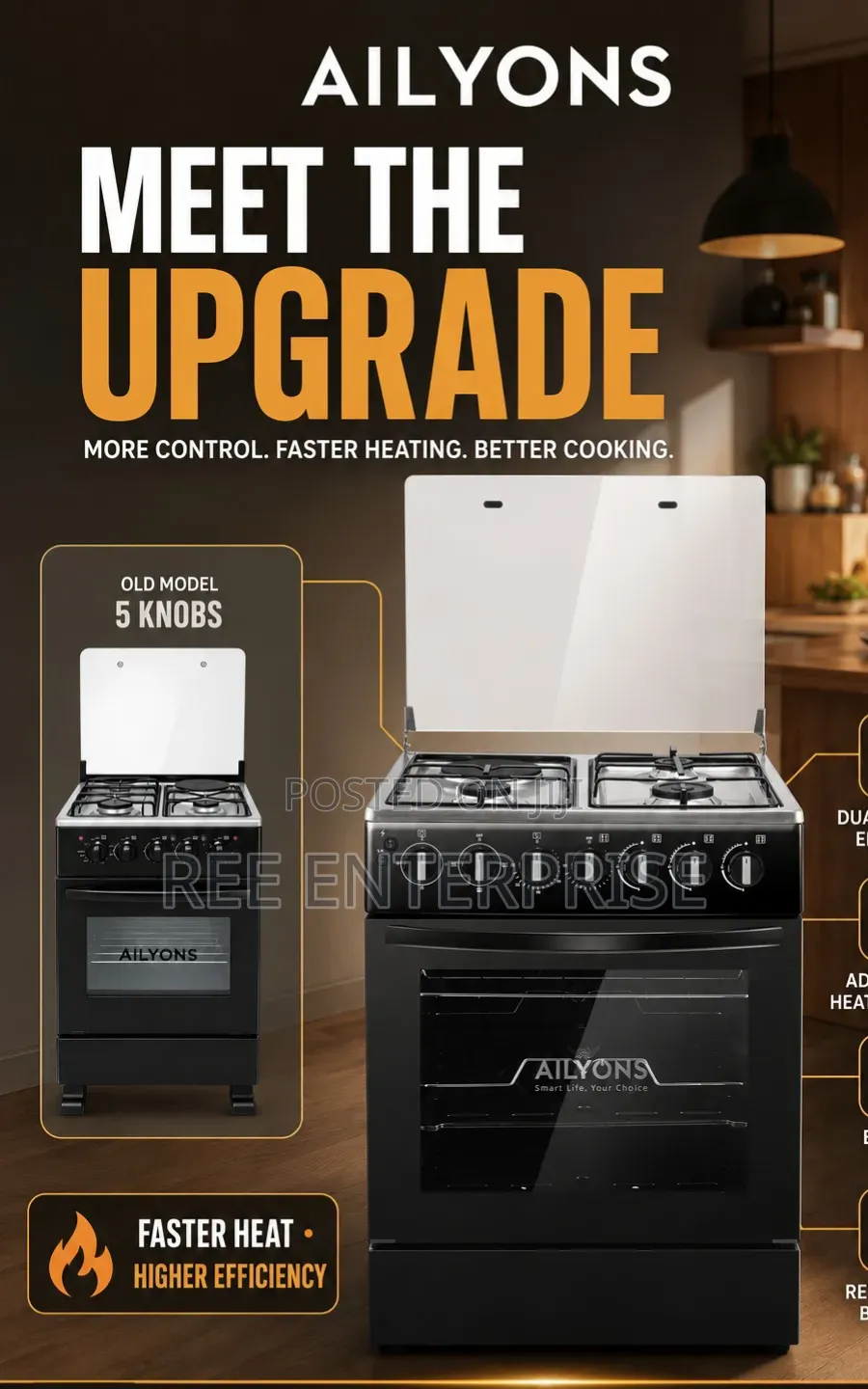 50*55** Ailyons 3+1 Standing Cooker With Electric Oven