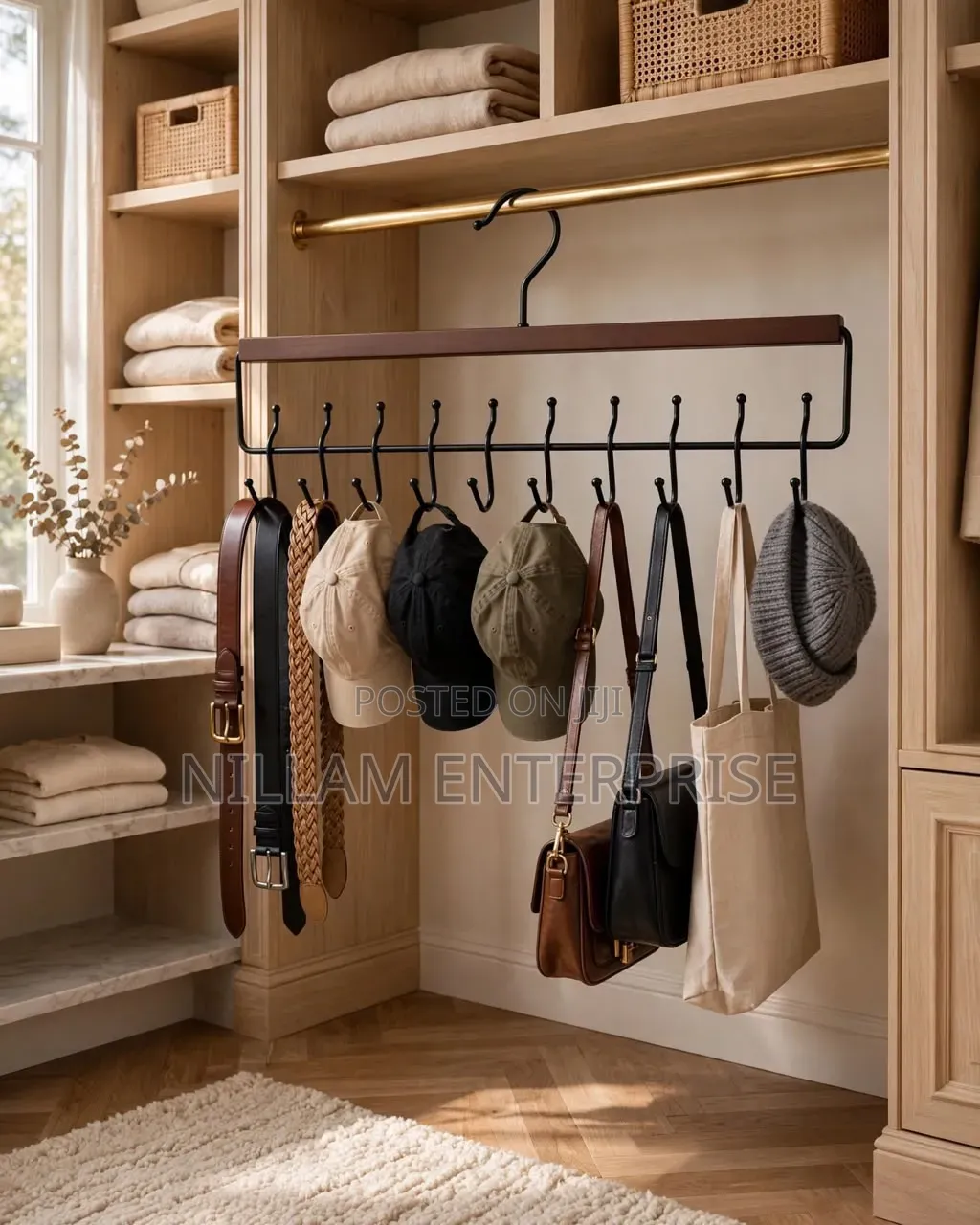 10-Hook Wooden Organizer Hanger For Bras, Belts