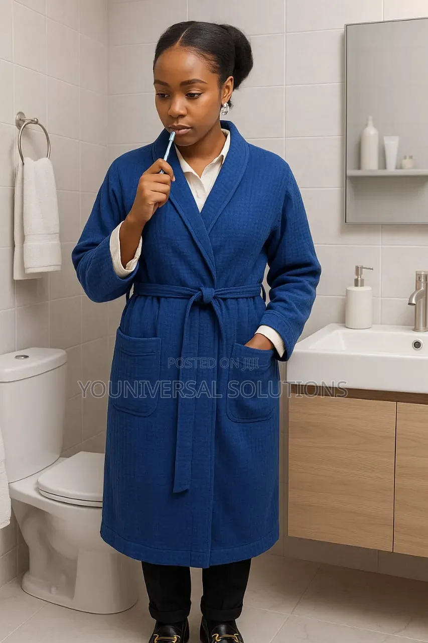 Cotton Bathrobe
Size XL 
*Blue and Navy Blue*