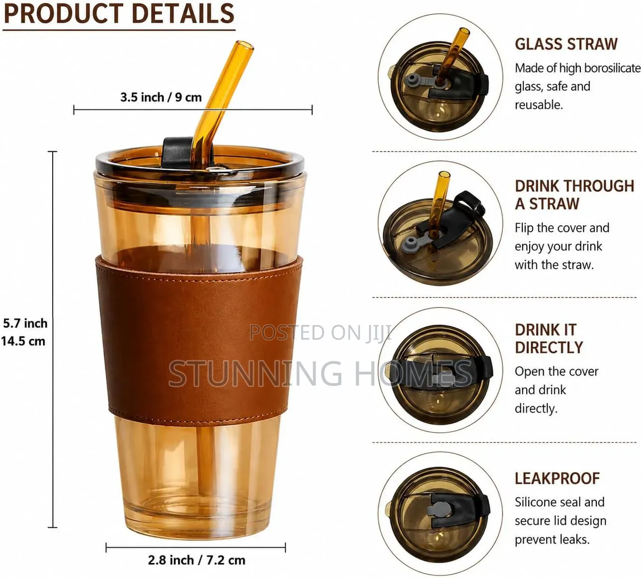 Glass Tumbler With a Sleeve and Straw