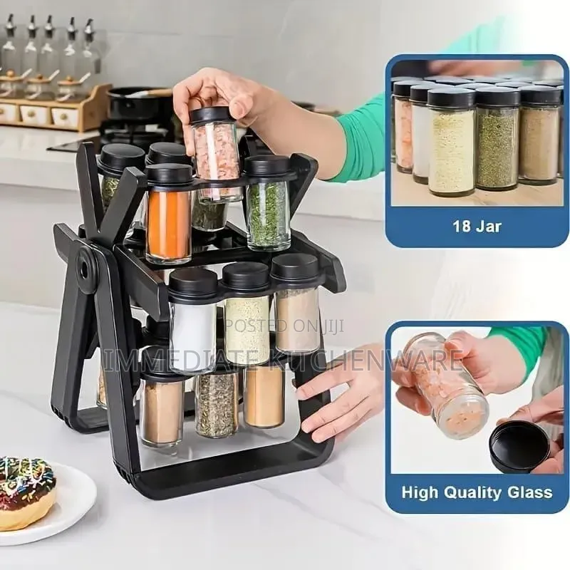 18 in 1 Rotating Spice Jars and Rack