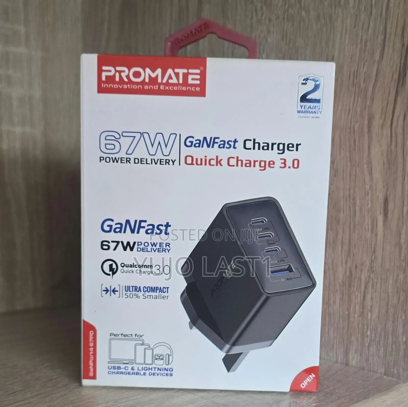 Promate GANPORT4-67PD 67W PD Power Delivery Charger – High‐Speed