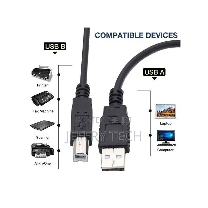 5m Fast Data Printer Cable - Black