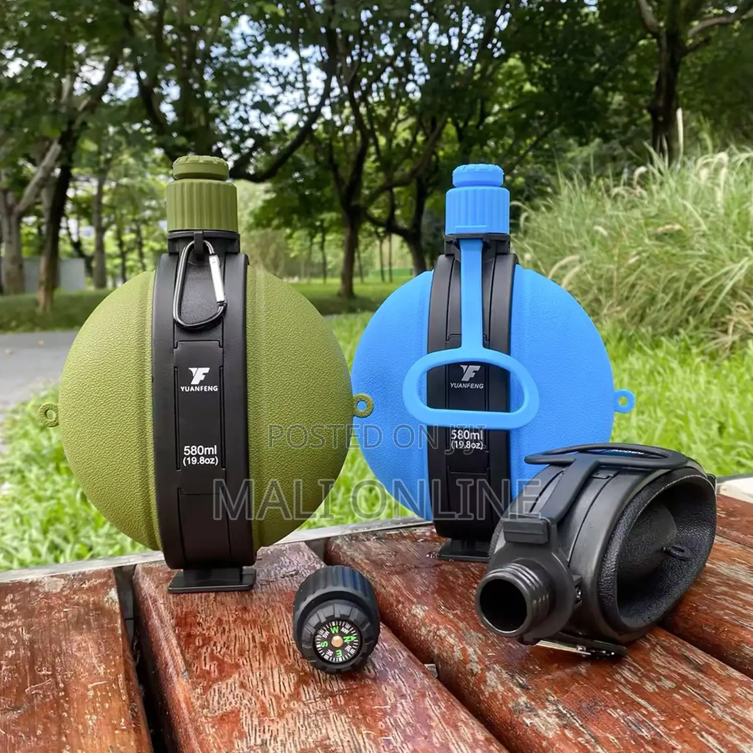 580ml Foldable Silicone Water Bottle Reusable Collapsible With Compass