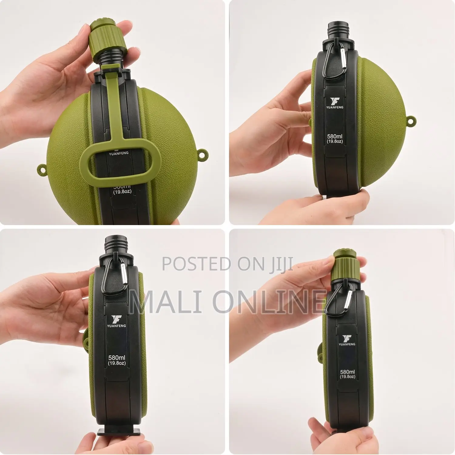 580ml Foldable Silicone Water Bottle Reusable Collapsible With Compass