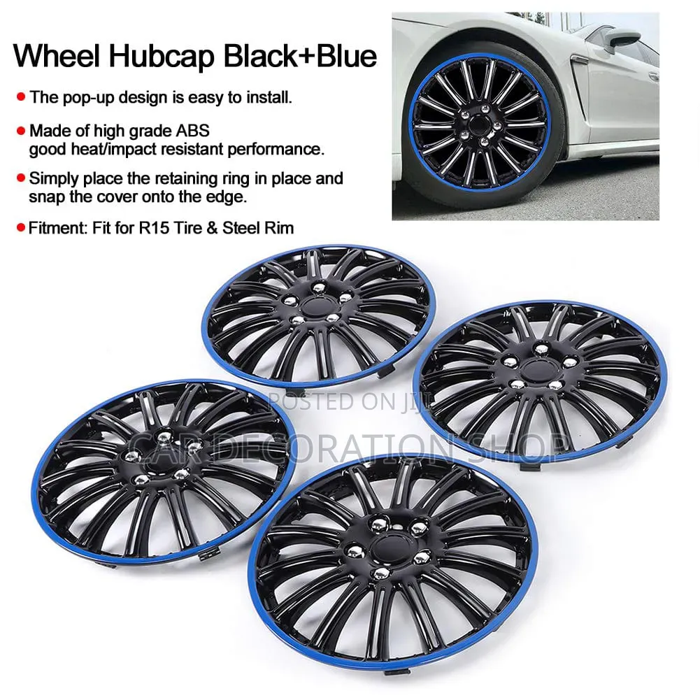 13" Black Accent Split Spokes Wheel Caps