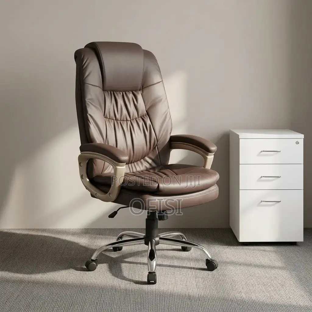 Office Chair; Brown Leather Executive Office Chair