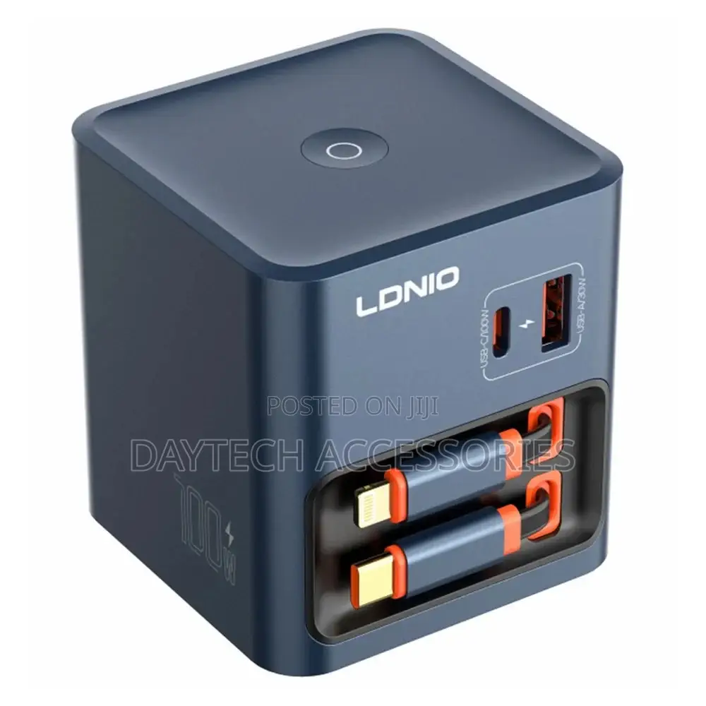 LDNIO Q16 100W GaN Desktop Charger 4-Port With Retractable Cables