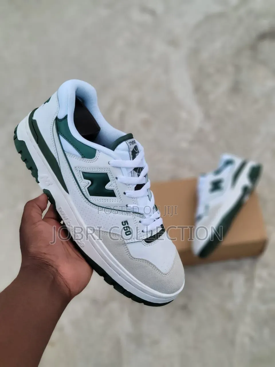 White Green New Balance 550 Sneakers