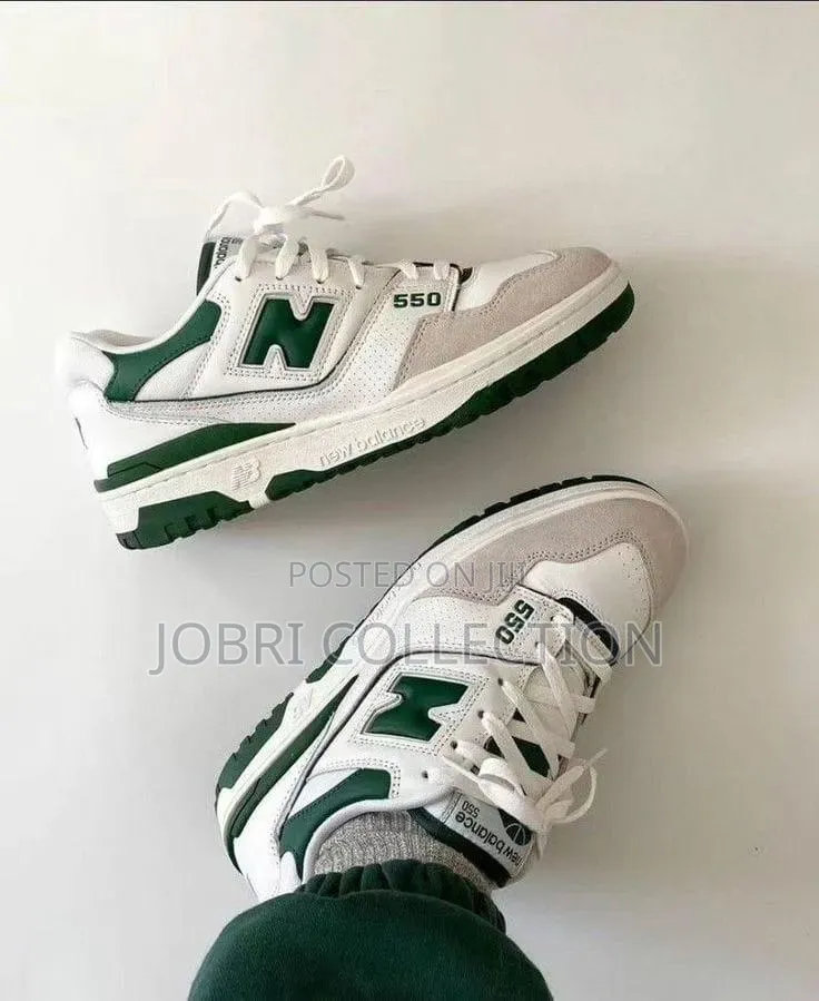 White Green New Balance 550 Sneakers