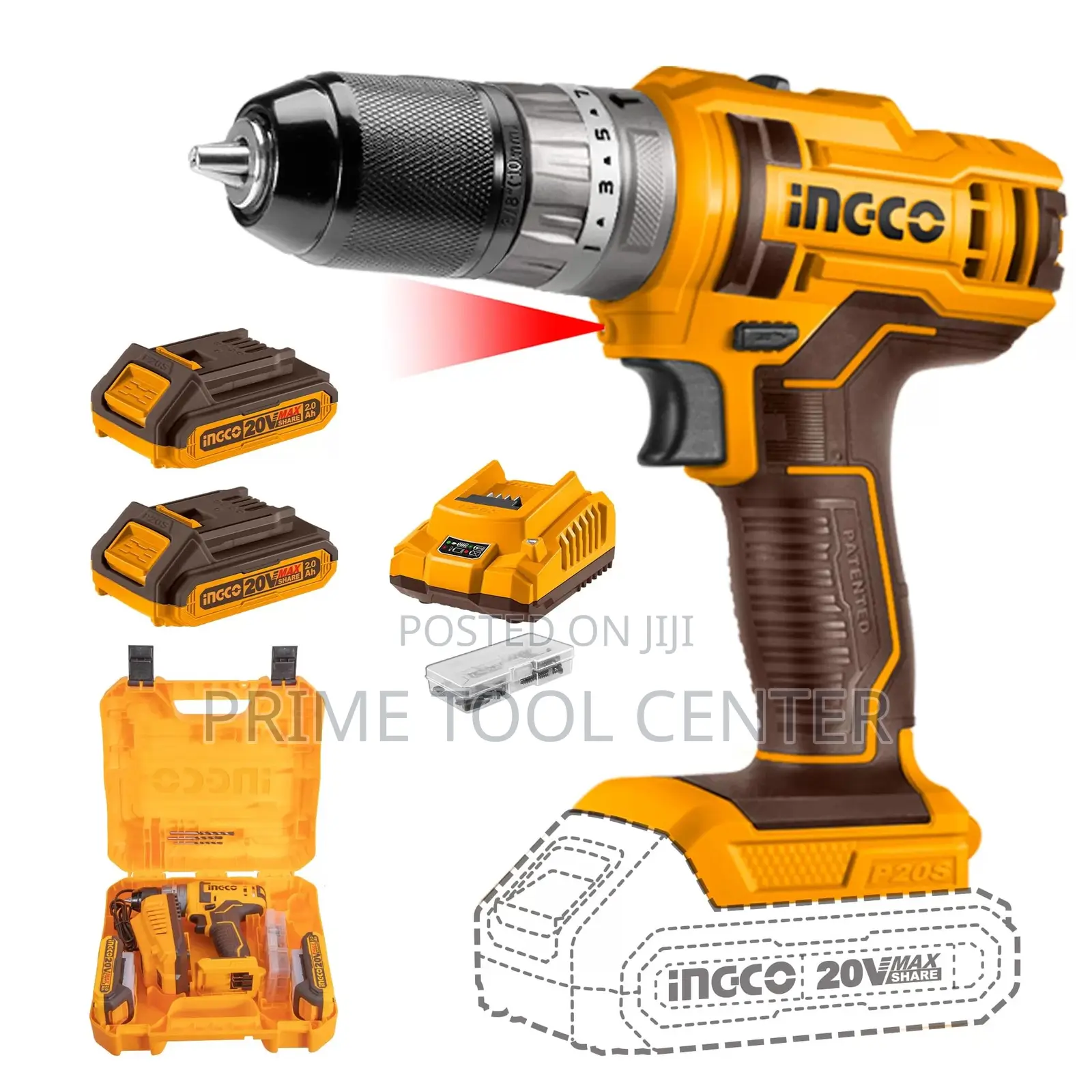 ingco Lithium-Ion impact drill 20v
