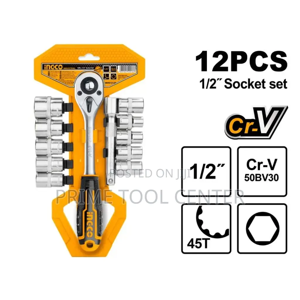 INGCO HKTS12122 12 Pcs 1/2″ socket set