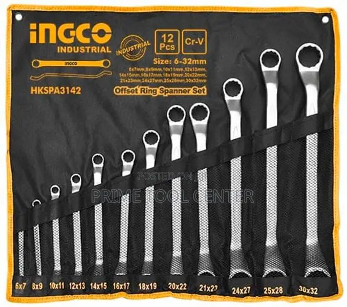 INGCO 12pcs offset ring spanner set Size:6-32mm