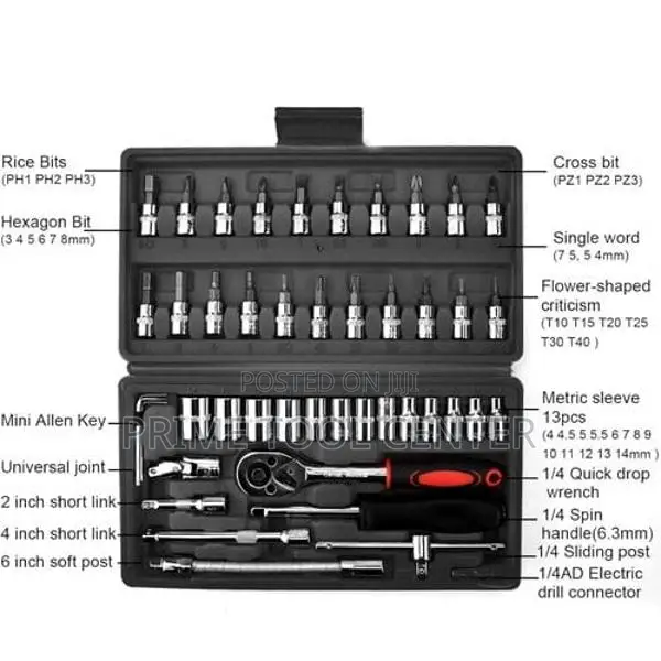 46 Pcs 1/4” Drive Socket Wrench Set