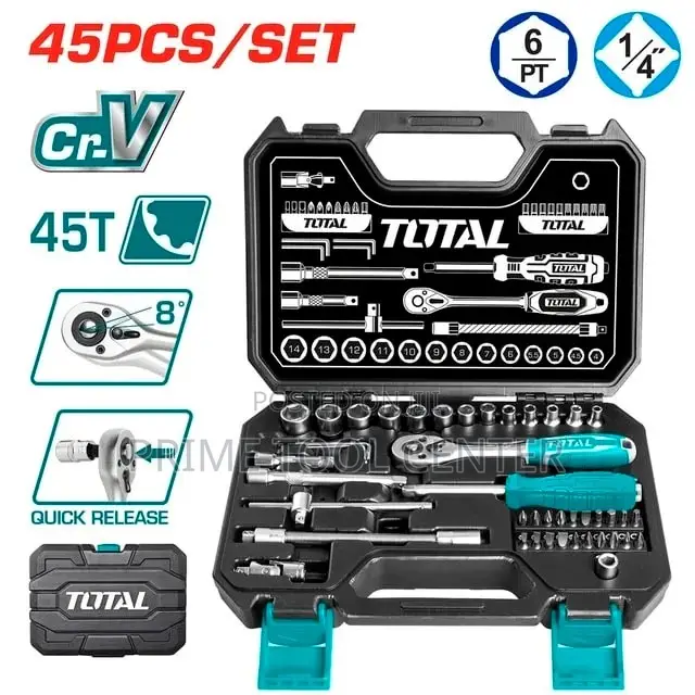 Total 45Pcs 1/4″ socket set