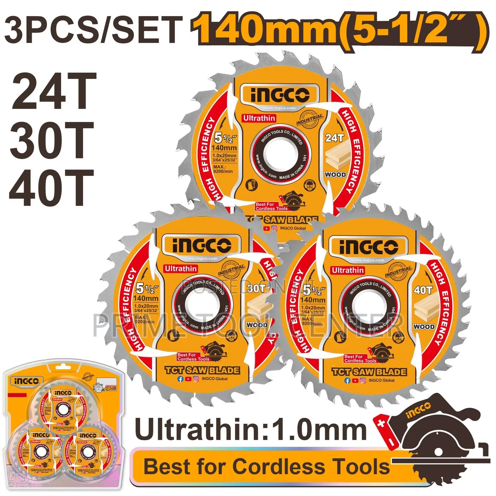 Ingco Ultra-thin TCT saw blade set 3pcs