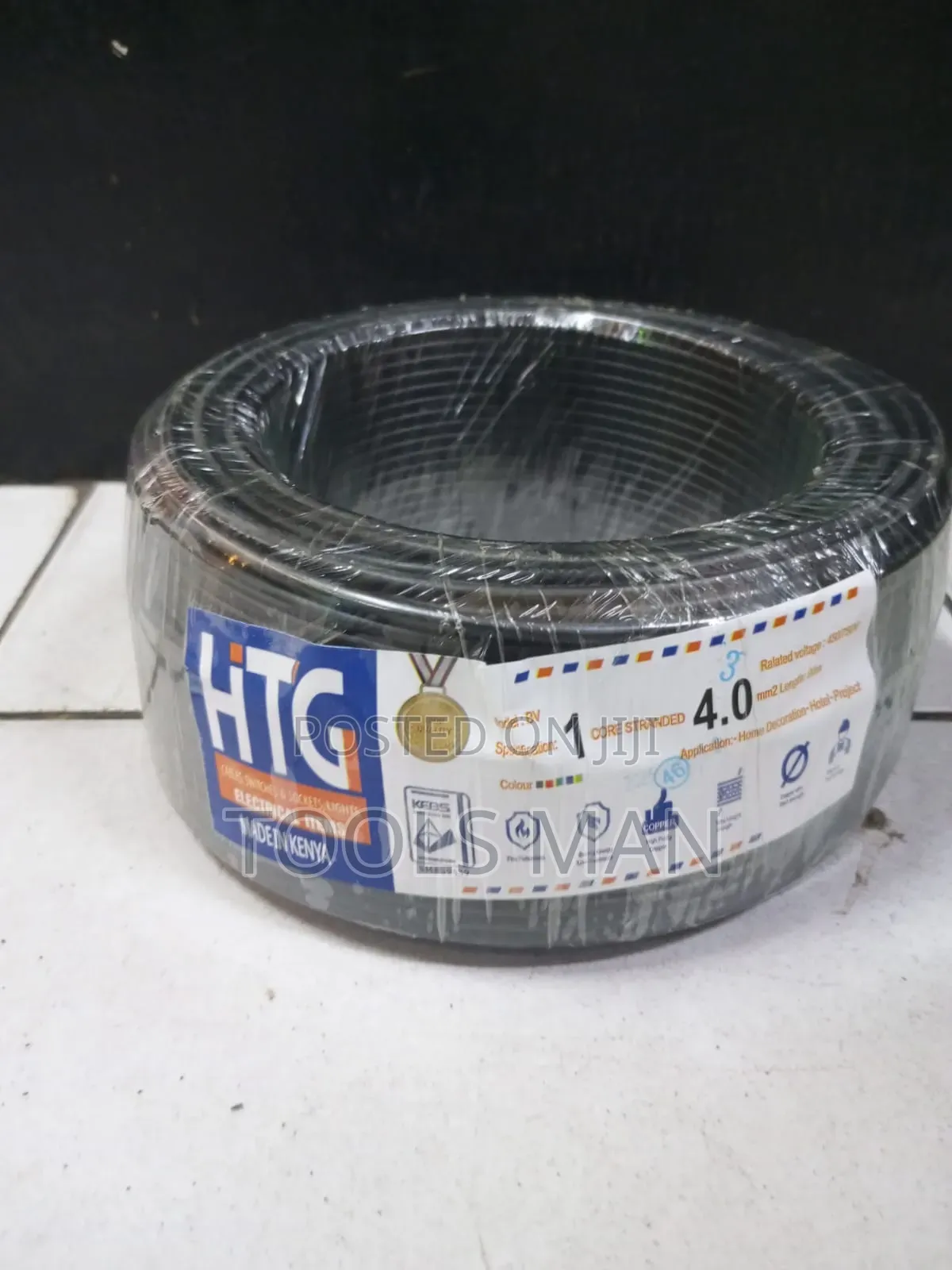 Cable HTG 4 Mm Single Core Stranded Electrical Wire 90m Roll.Black