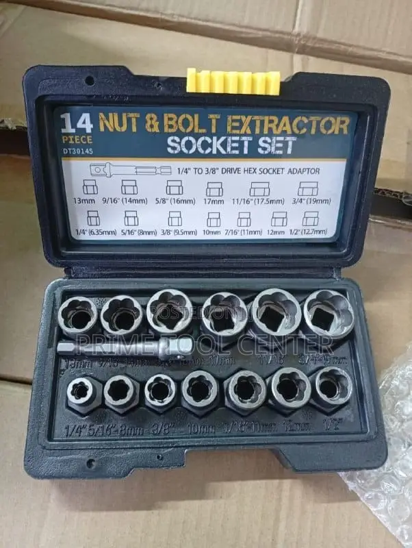 14-piece nut and bolt extractor socket set