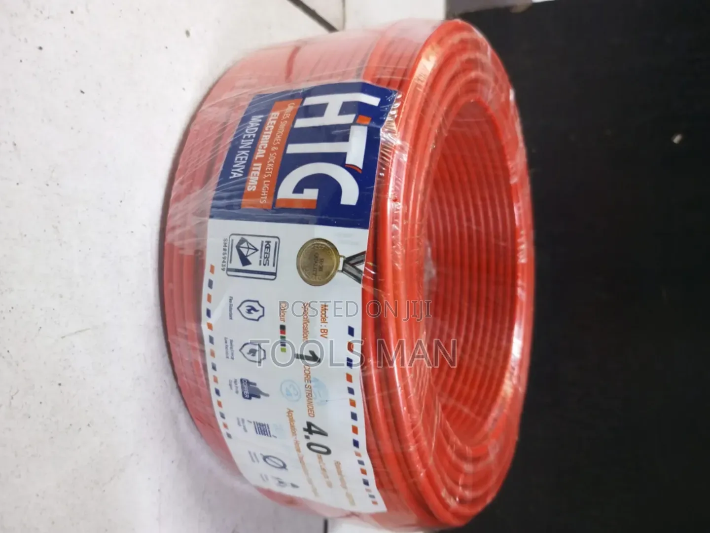 Cable 4 Mm HTG 4.0mm2 1-Core Stranded Electrical Wire 100m Red.