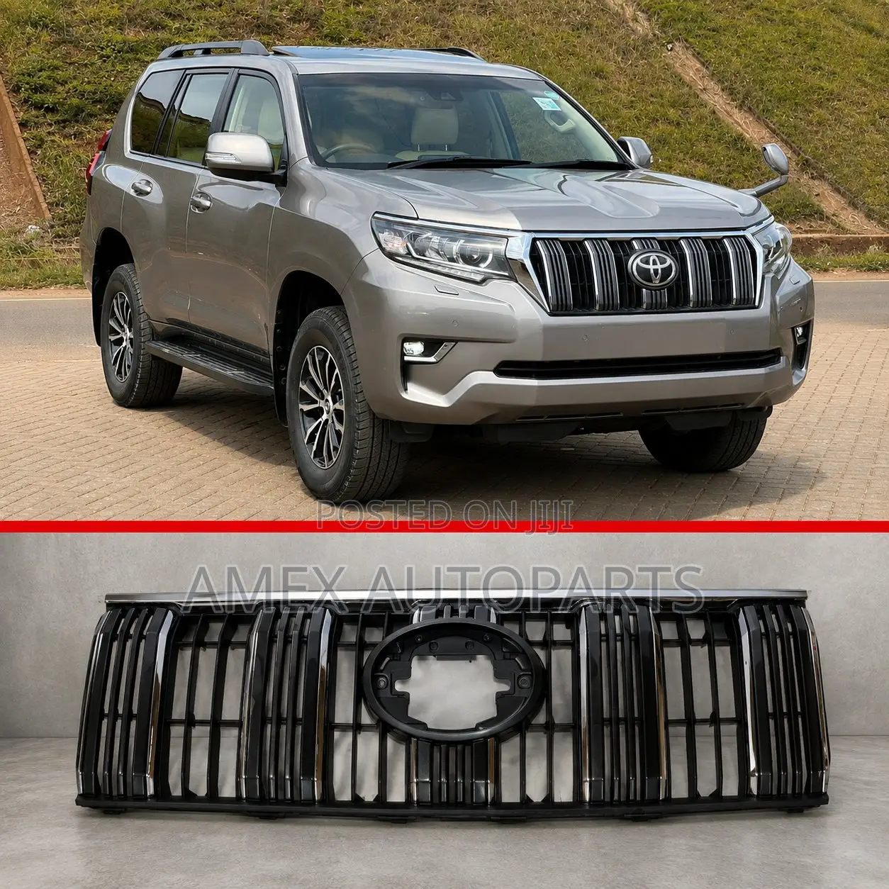 Front Grille Toyota Land Cruiser Prado 150 2018 Chrome Silver OEM Type