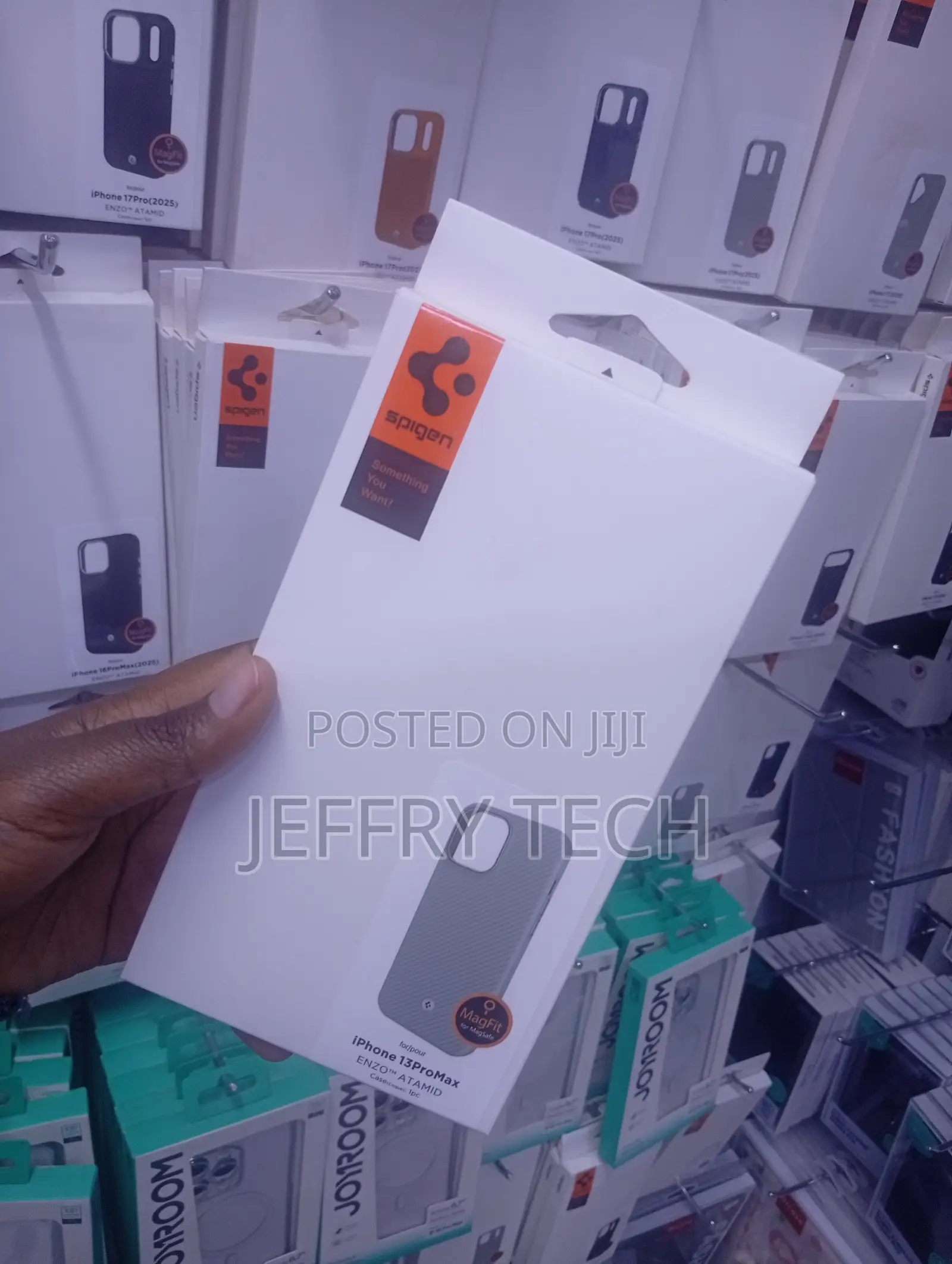 White Spigen Enzo Aramid MagFit Casedesigned for the iPhone 13 Pro Max