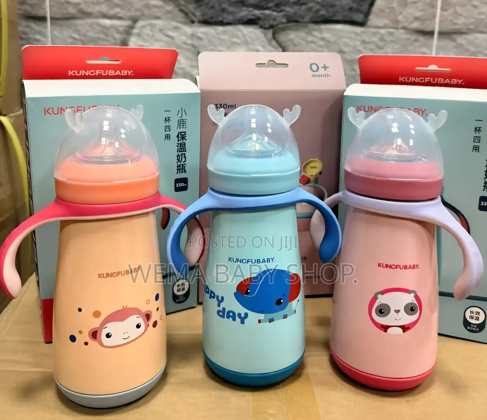 Anti-Colic Stainless Steel Baby Feeding Bottle With Training Handles.